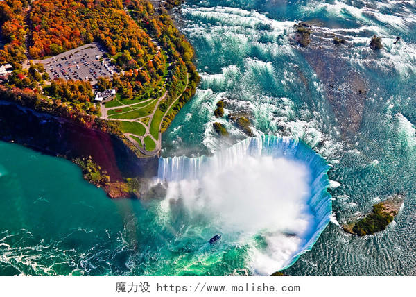 大瀑布的鸟瞰图加拿大旅游